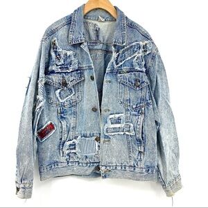 Vintage acid washed Slick Jeans denim patch jacket